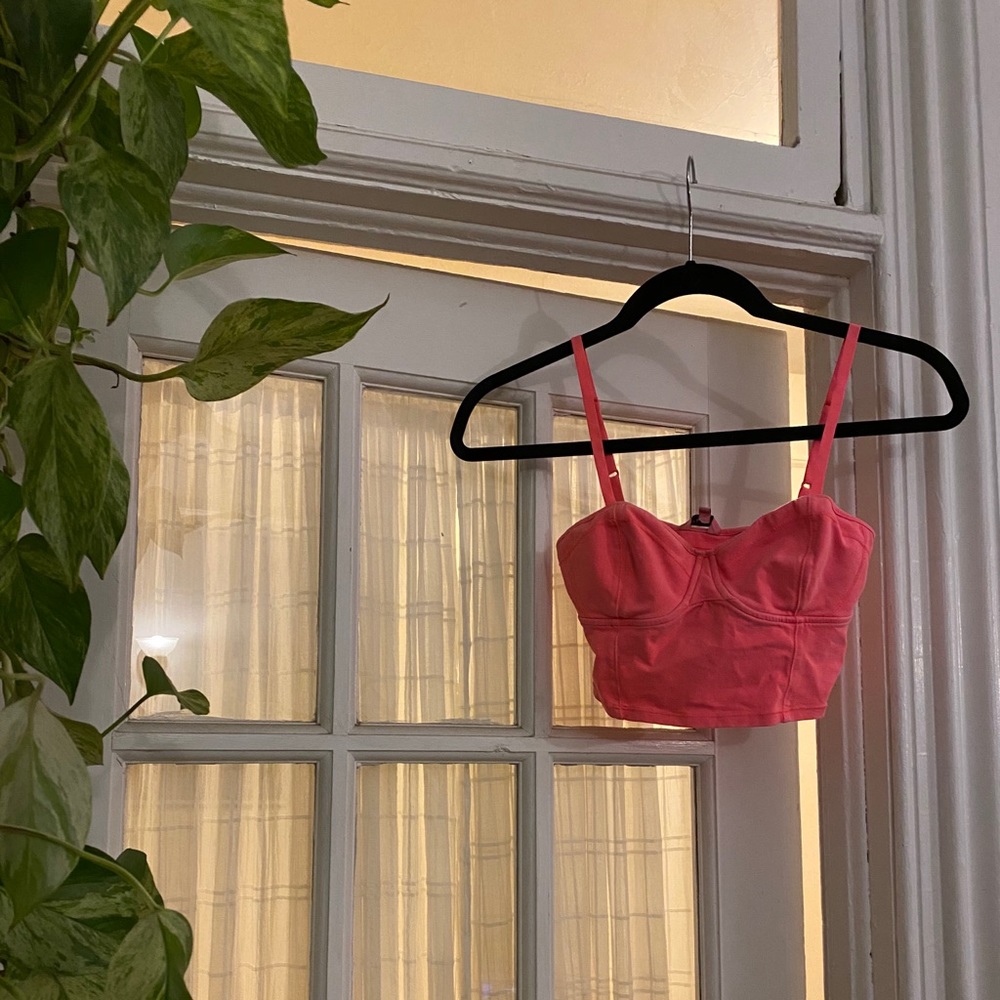 Neon pink Aritzia bustier crop top, size small